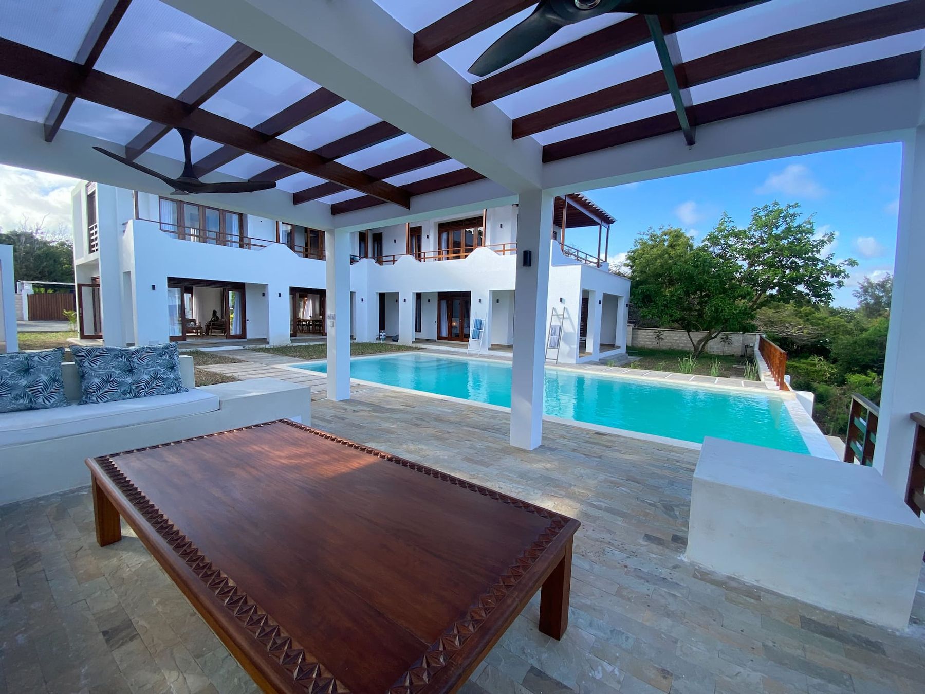Covered gazebo beside the pool