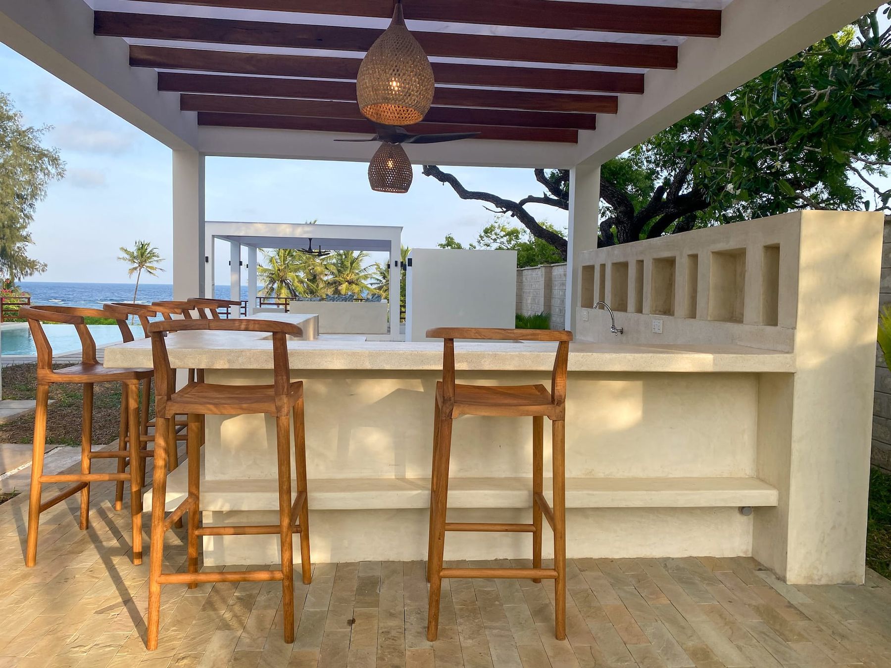 Covered outdoor bar and grill